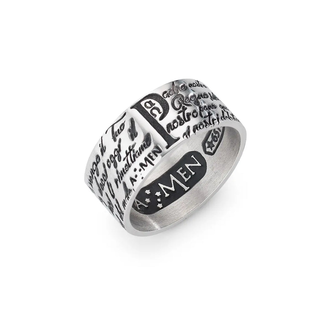 Anello Padre Nostro Italiano Corsivo