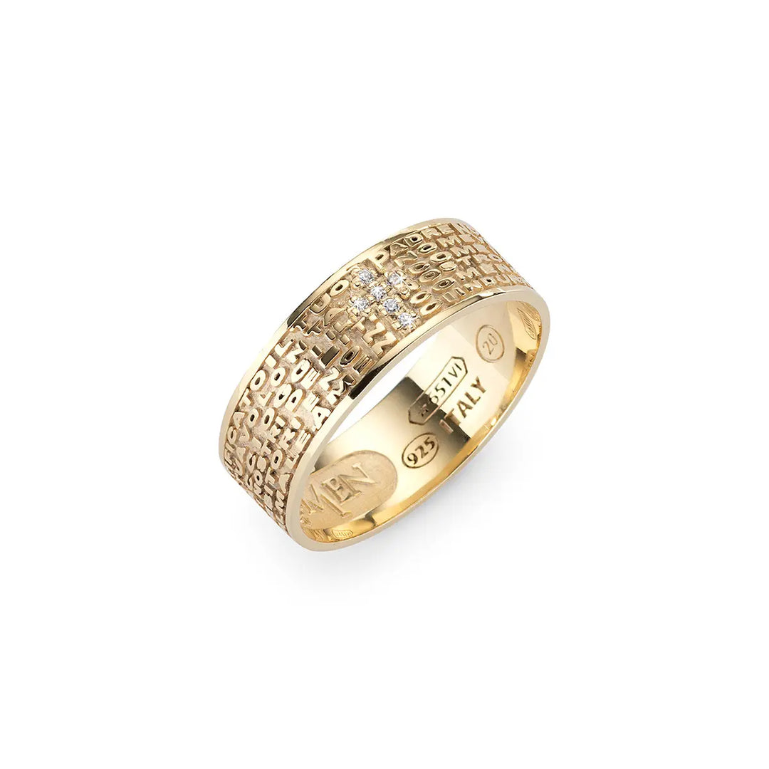 Anello Padre Nostro Dorato Croce Zirconata
