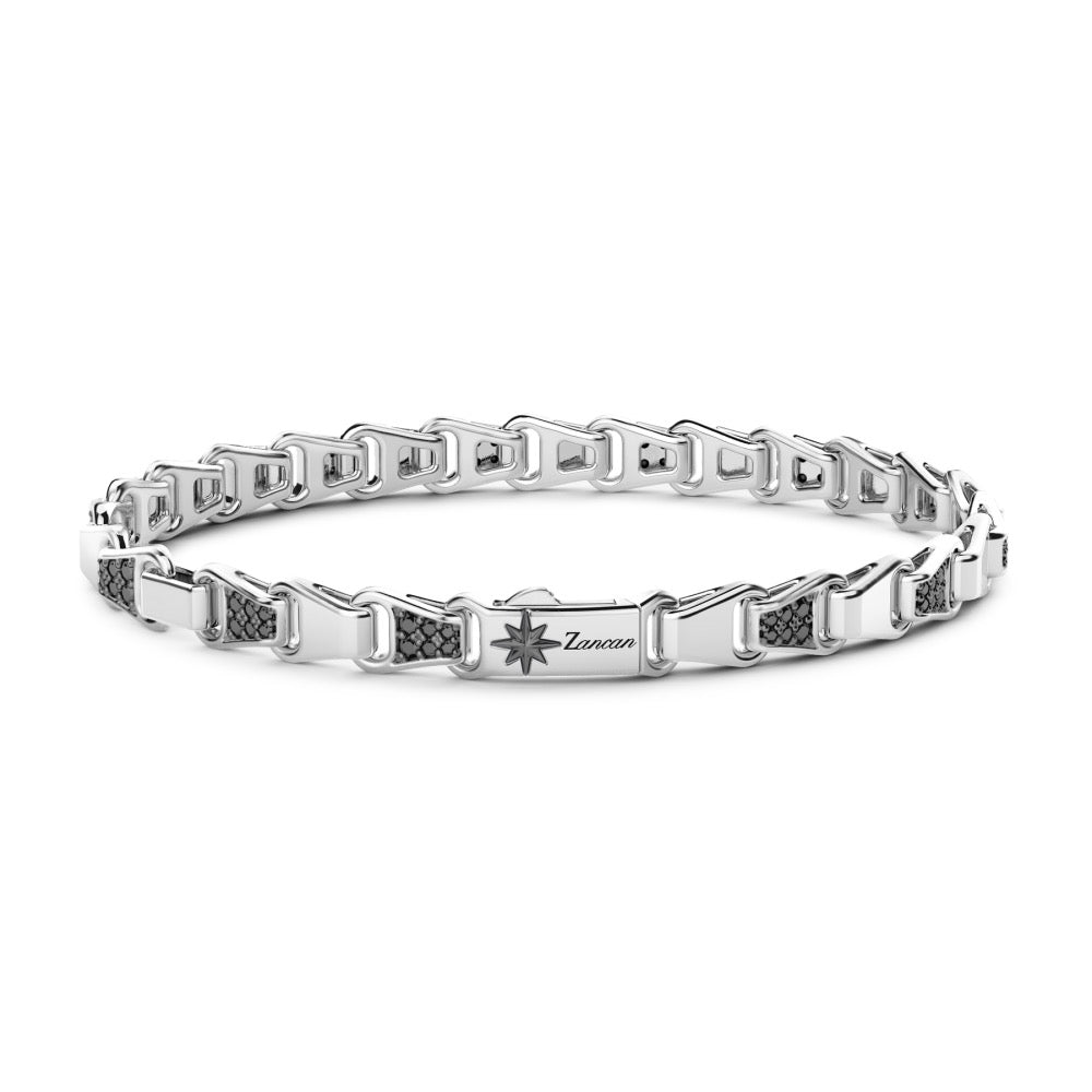 Bracciale in Argento Con Pietre Nere Zancan