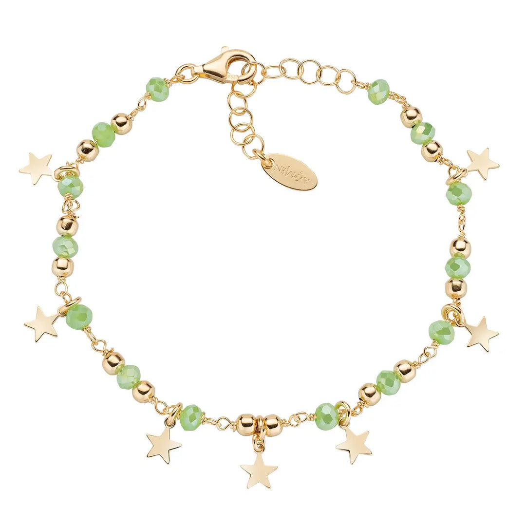 Bracciale Charm Elegance Dorata con Cristalli Verde Chiaro