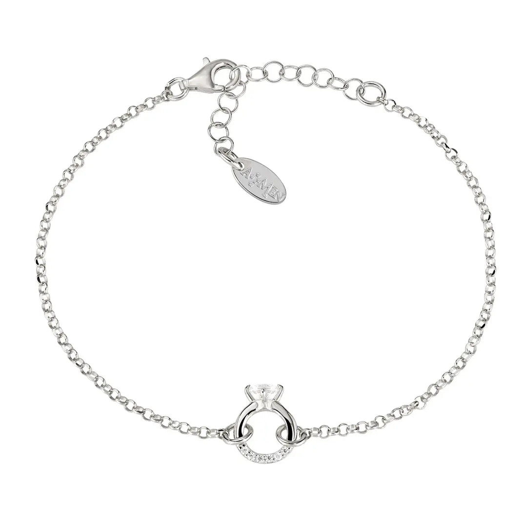 Bracciale con Anello Solitario Bianco