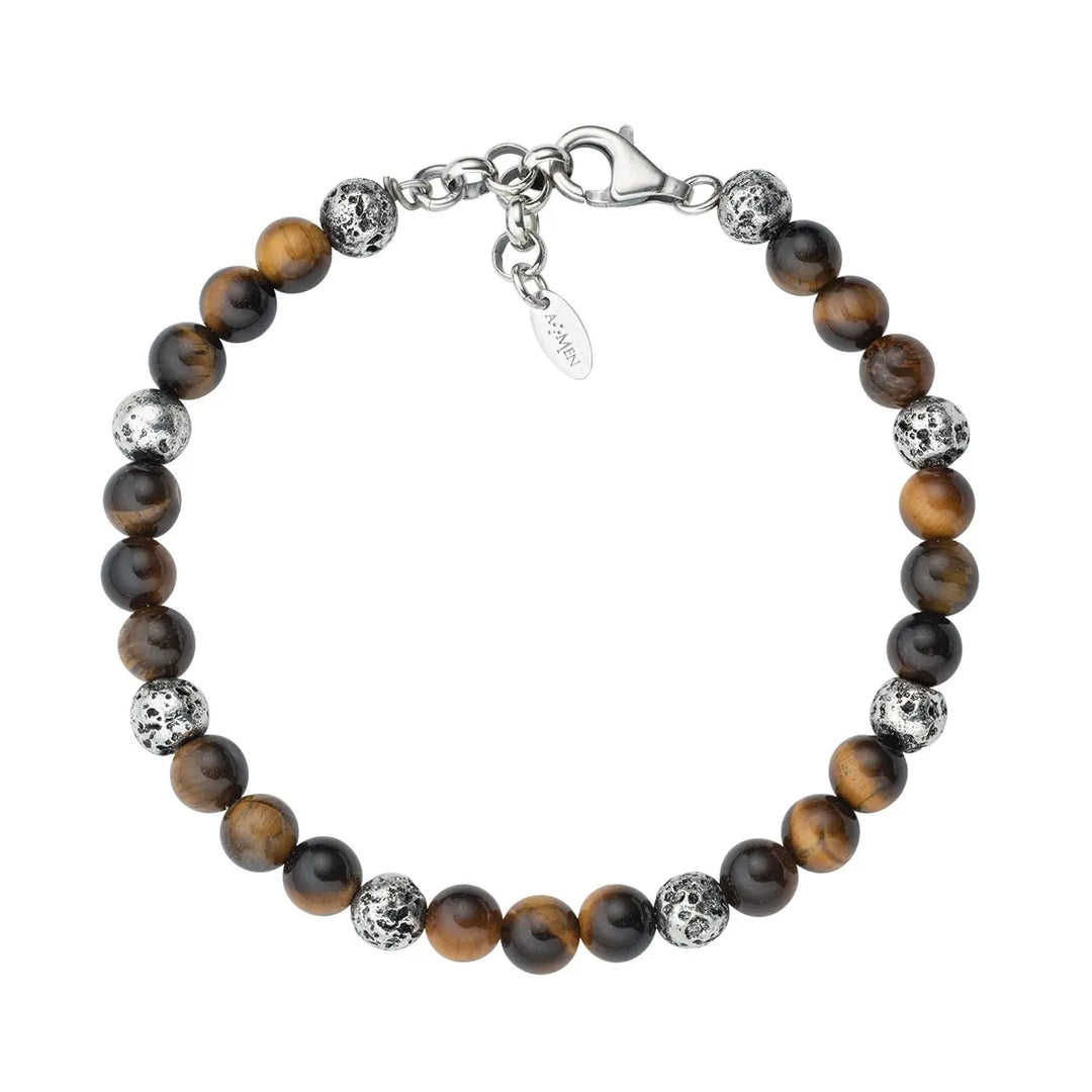 Bracciale Pietra Lavica e Occhio di Tigre