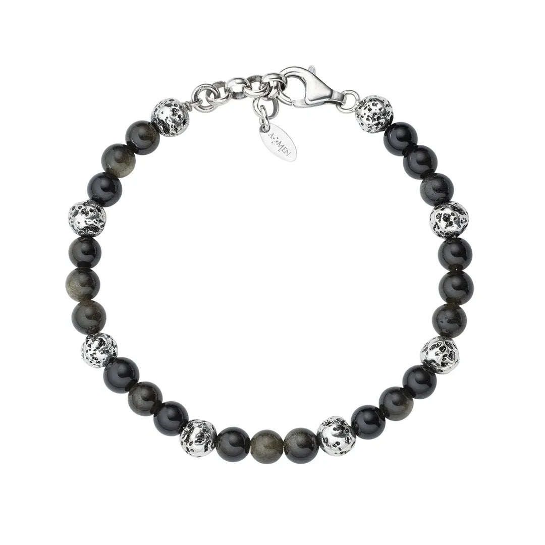 Bracciale Pietra Lavica e Occhio di Tigre Nero