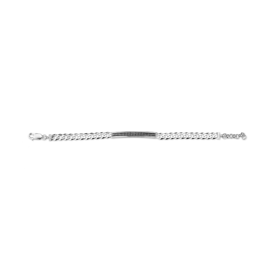 Bracciale Maglia Grumetta e Zirconi Neri Sovrani