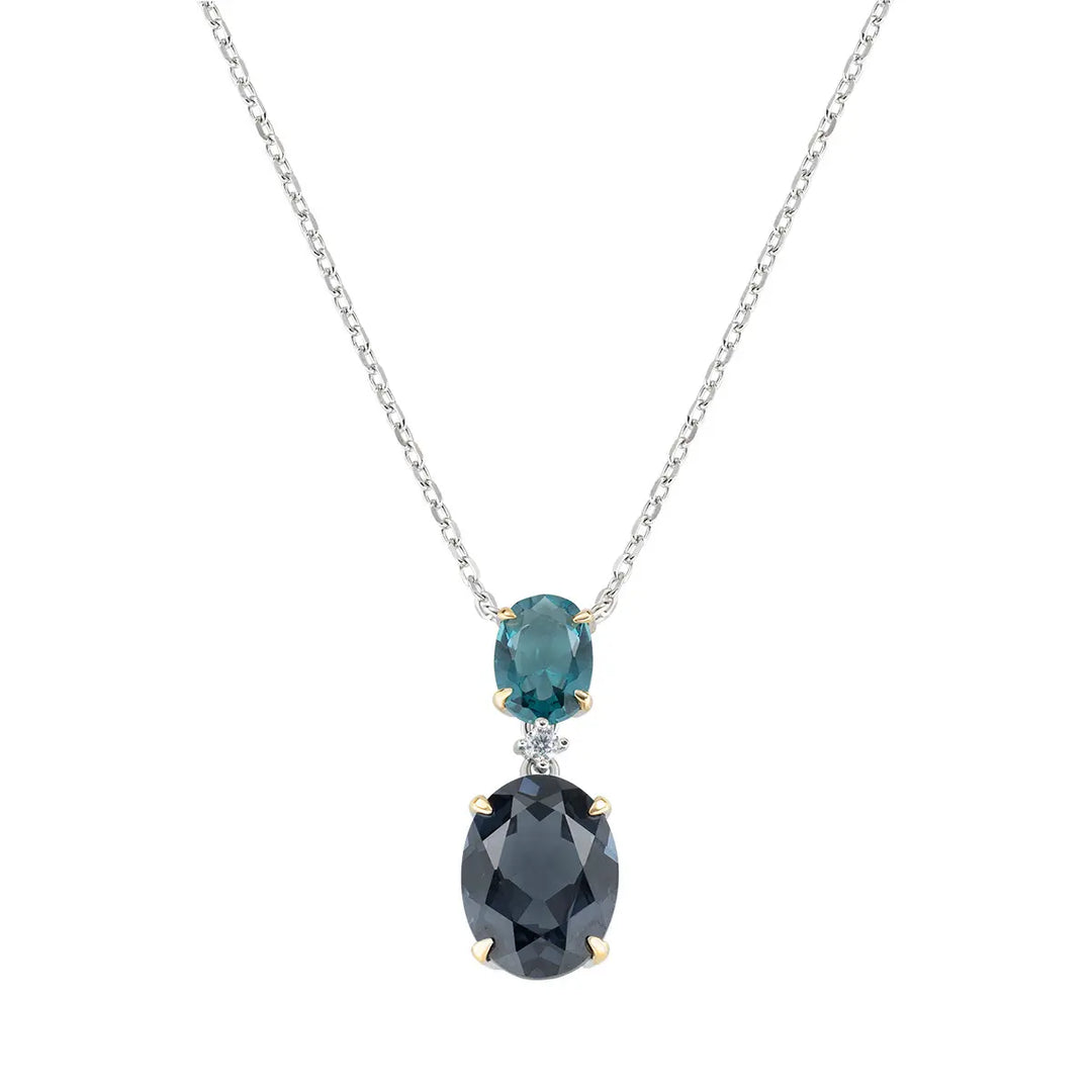 Collana Cocktail Zirconi Grigio e Blu