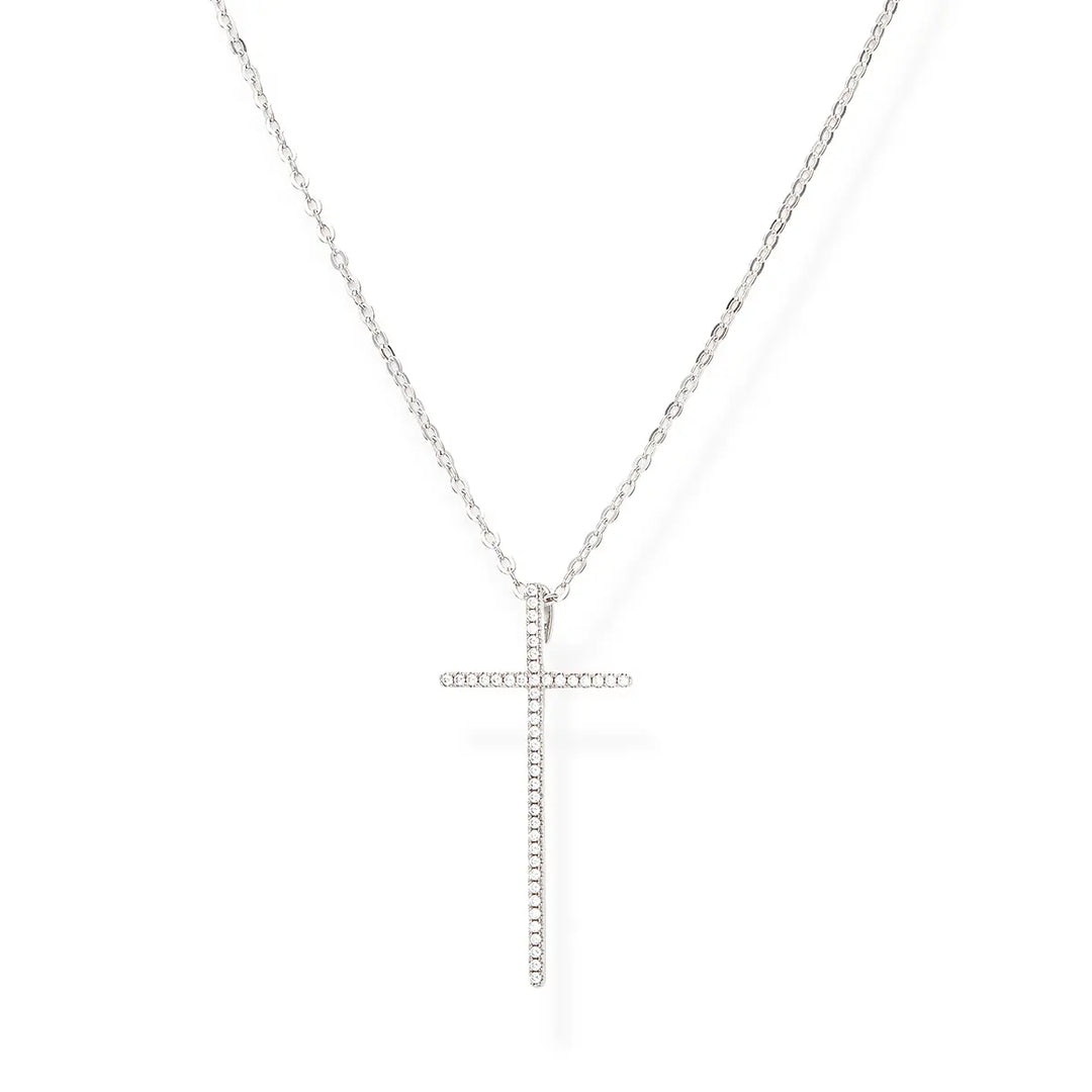 Collana Croce Grande e Zirconi