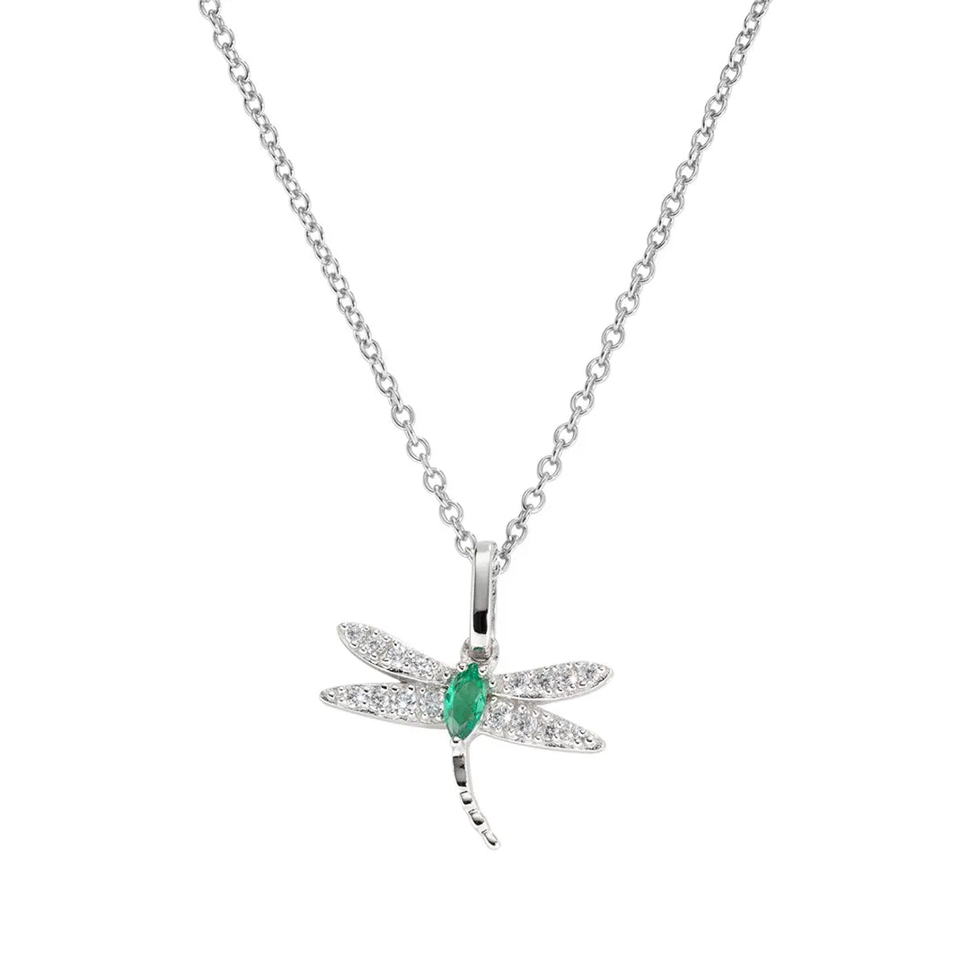 Collana Libellula con Zirconi Bianchi e Verdi