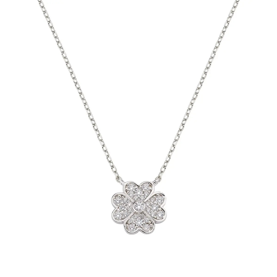 Collana Quadrifoglio in Argento con Zirconi