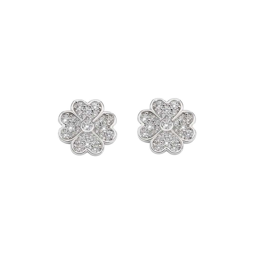 Orecchini Quadrifoglio in Argento con Zirconi