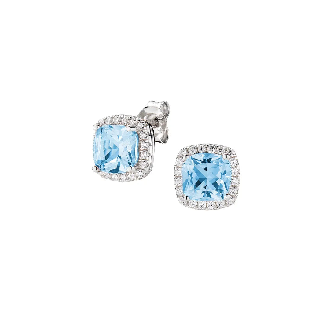 Orecchini Lady con Zircone Acquamarina Taglio Radiant Amen