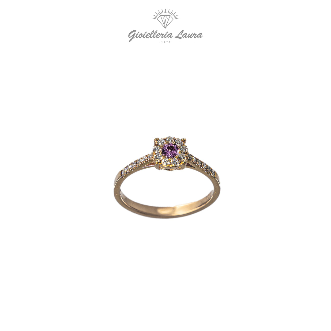 Anello con Zaffiro Rosa e Diamanti Crivelli