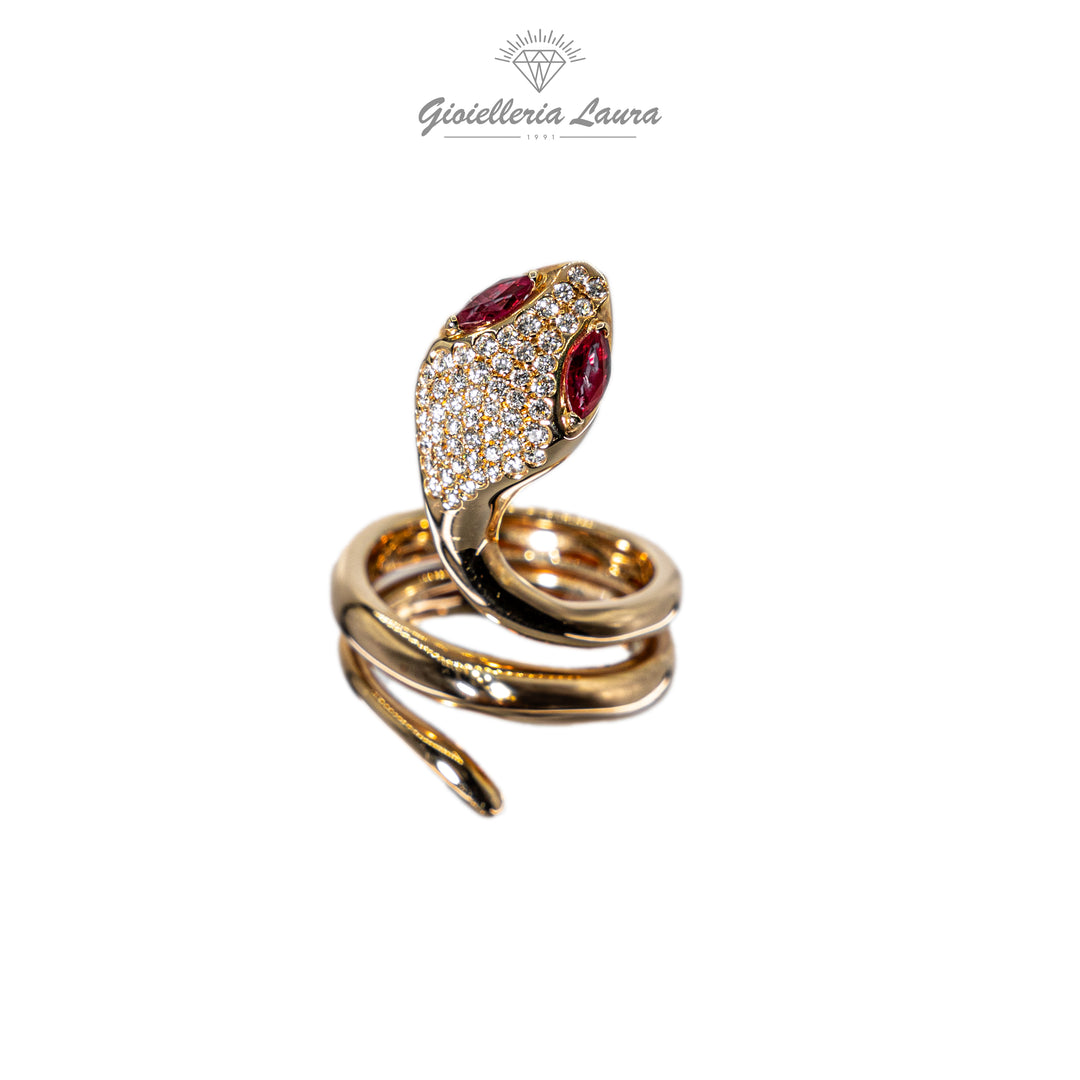 Anello Serpente Con Rubini e Diamanti Crivelli