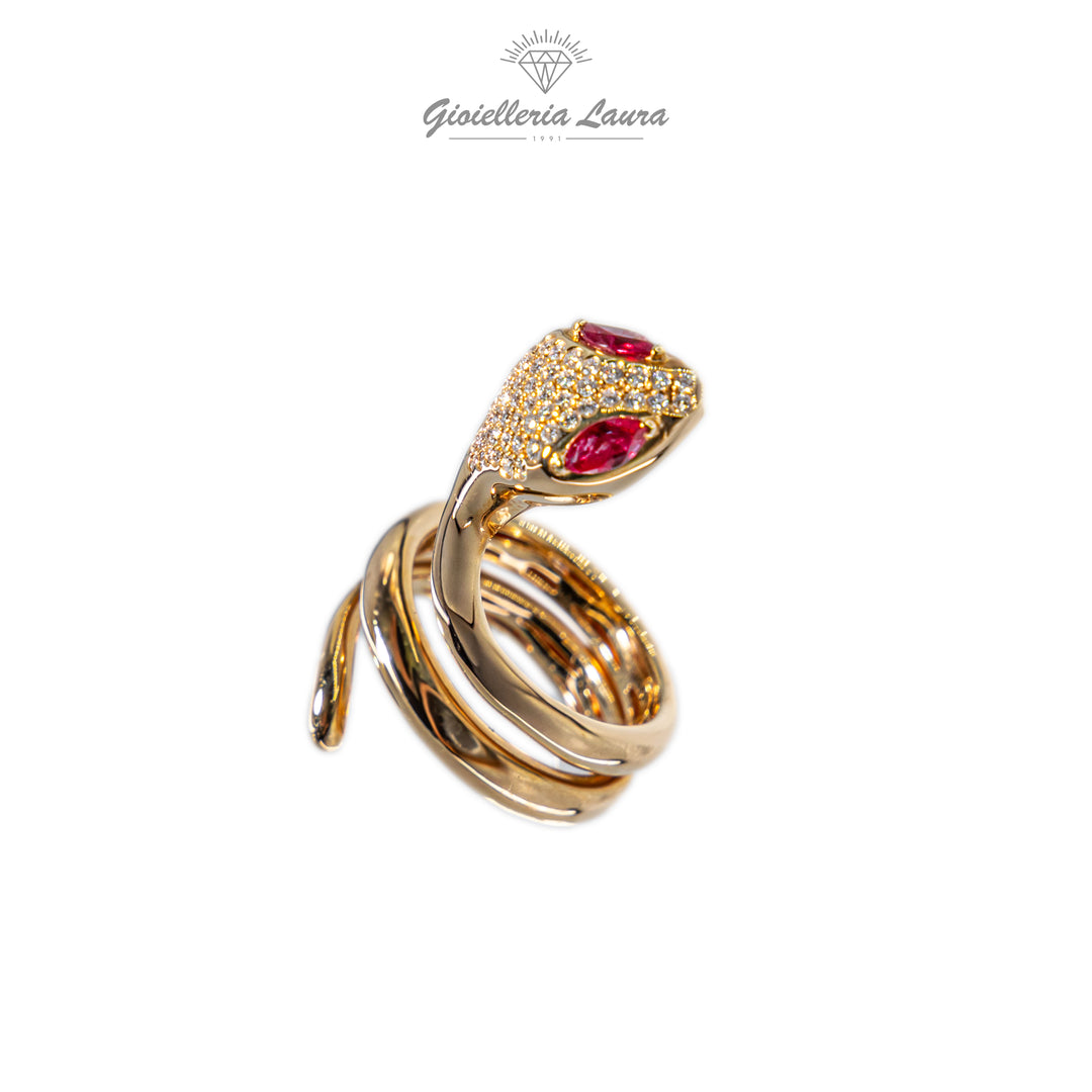Anello Serpente Con Rubini e Diamanti Crivelli