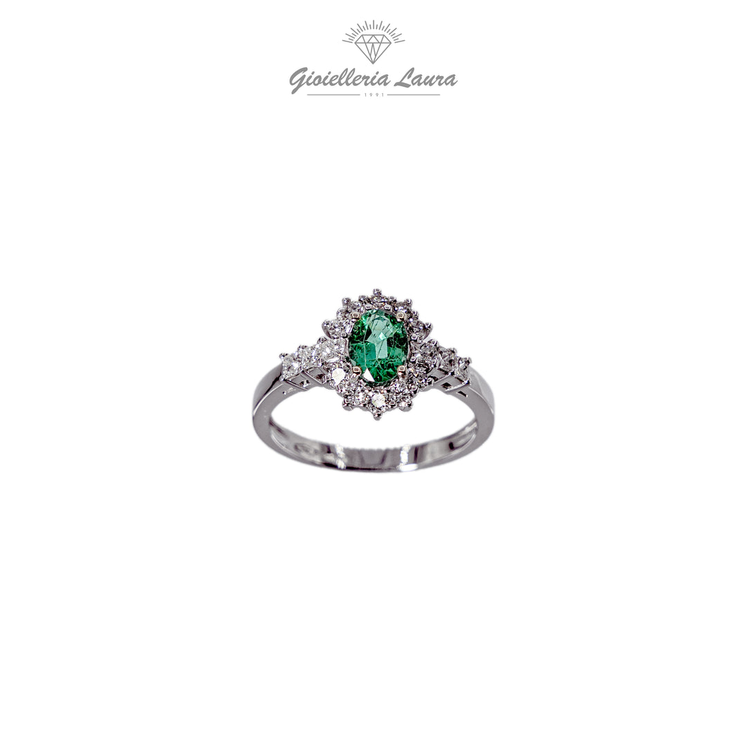 Anello con Smeraldo e Diamanti Cierre Gioielli