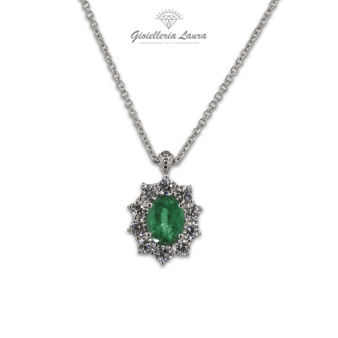 Collana con Smeraldo e Diamanti Crivelli