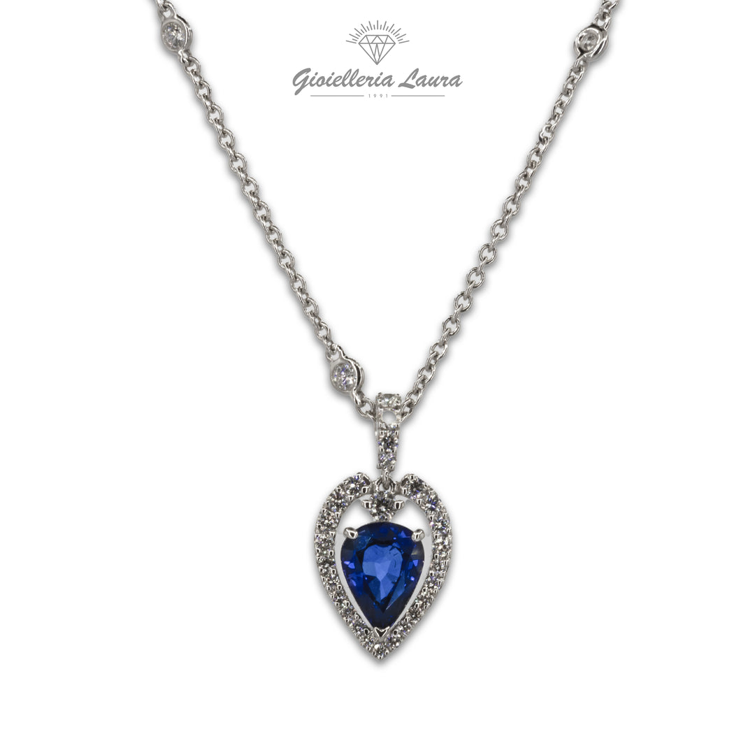 Collana con Zaffiro e Diamanti Crivelli