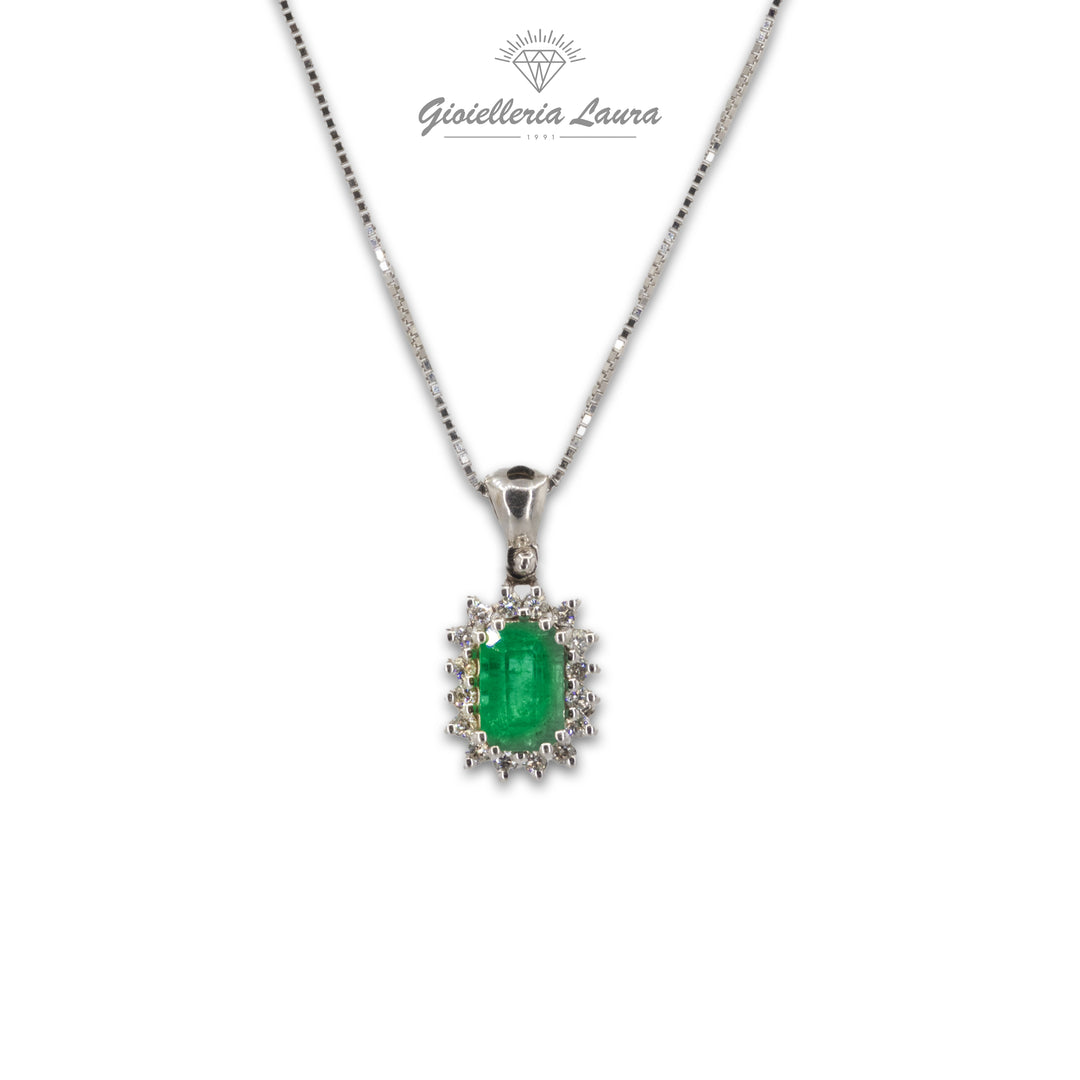 Collana con Smeraldo e Diamanti Cierre Gioielli
