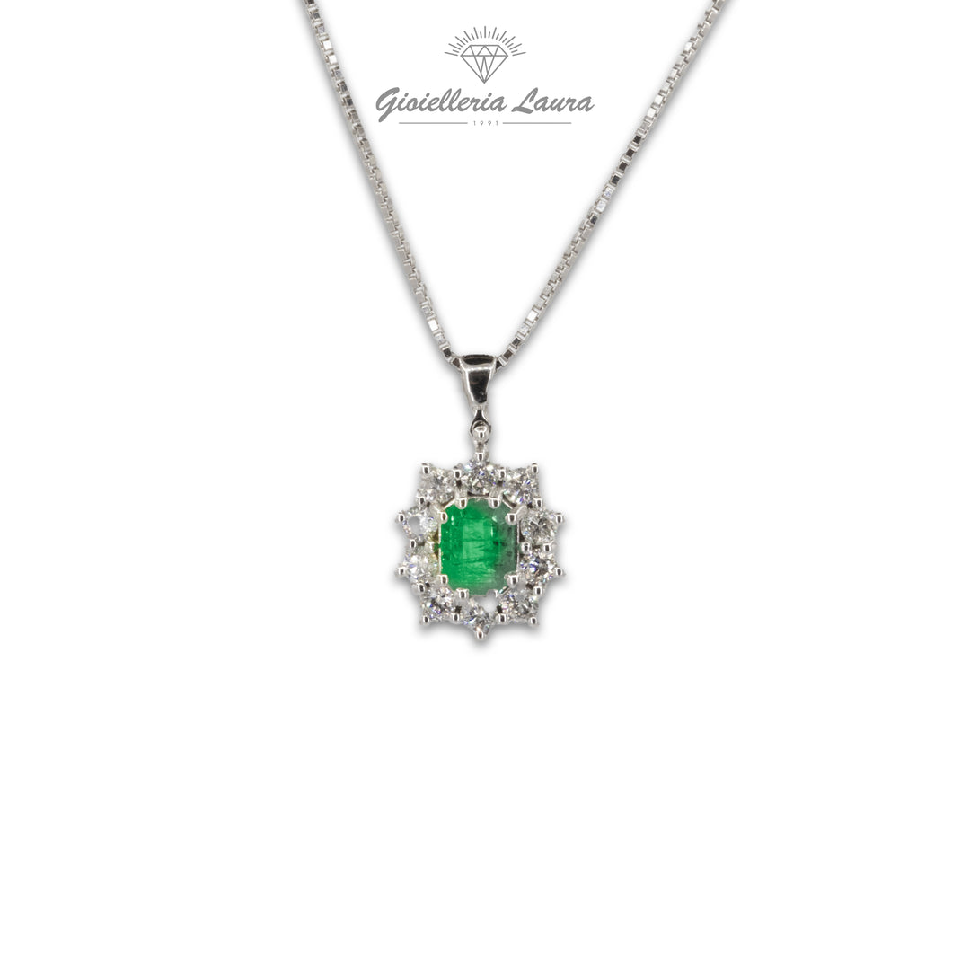 Collana con Smeraldo e Diamanti Cierre Gioielli