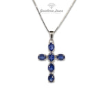 Carica l'immagine nel visualizzatore Galleria, Collana Croce con Zaffiri e Diamanti