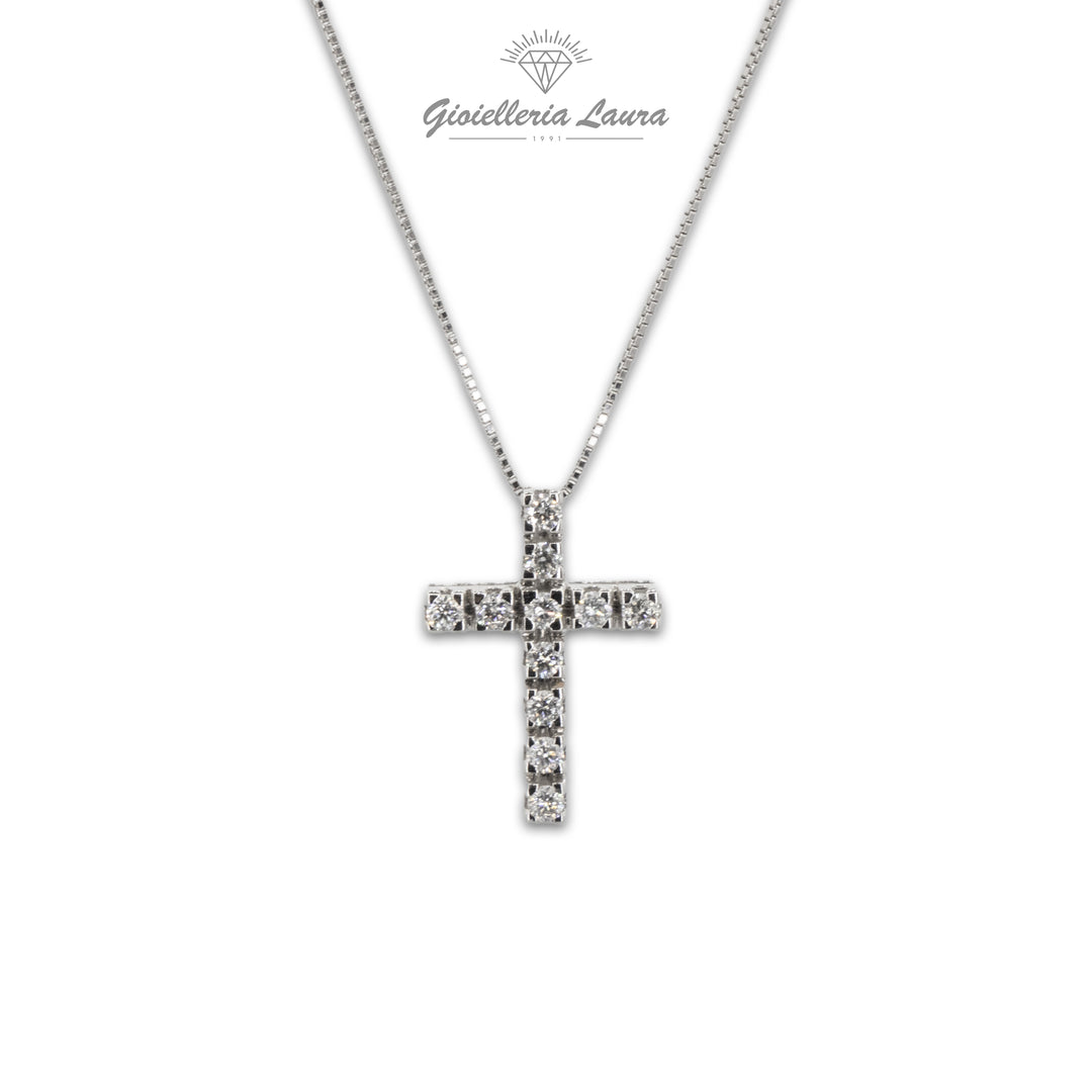 Collana Croce con Diamanti Cierre Gioielli