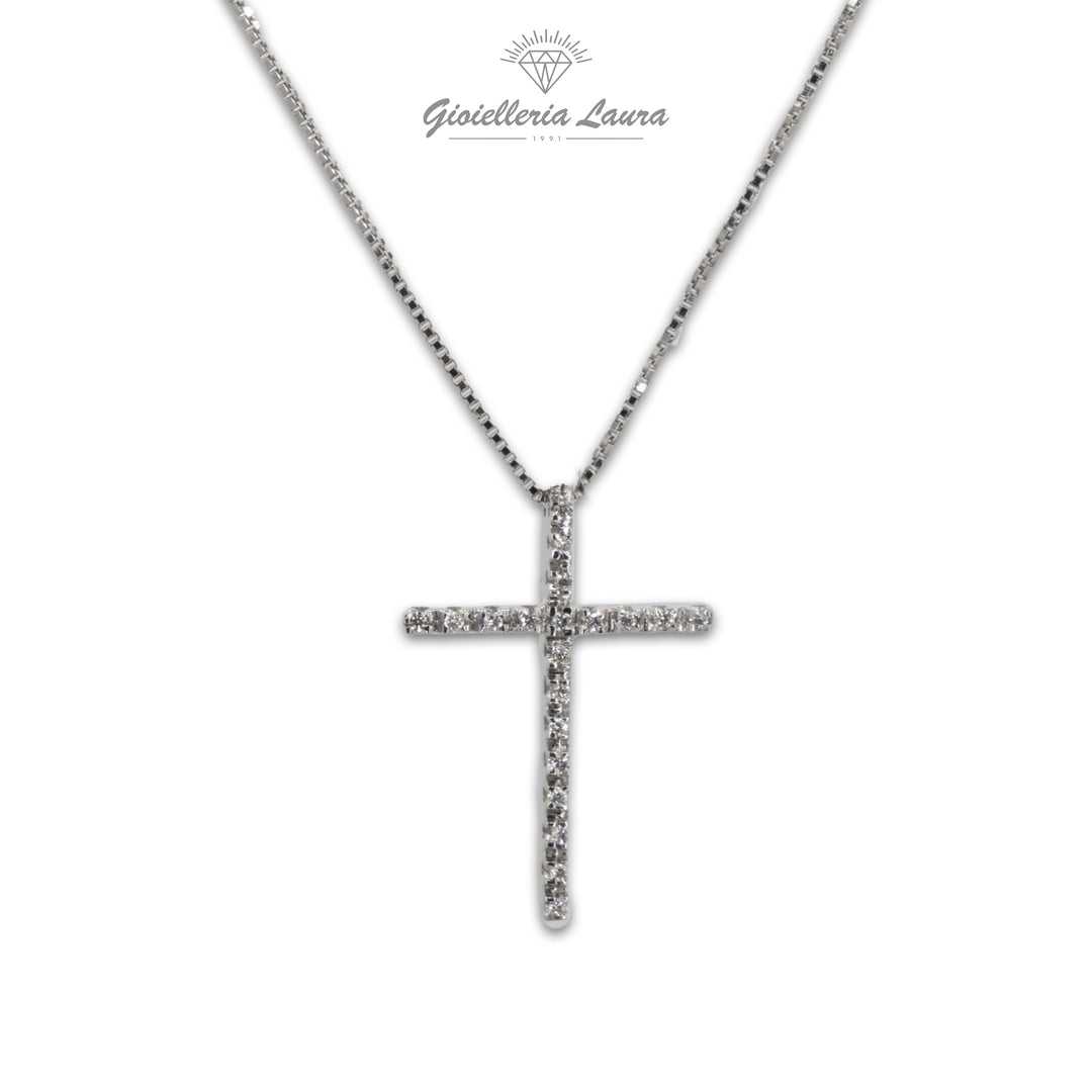 Collana Croce con Diamanti Cierre Gioielli
