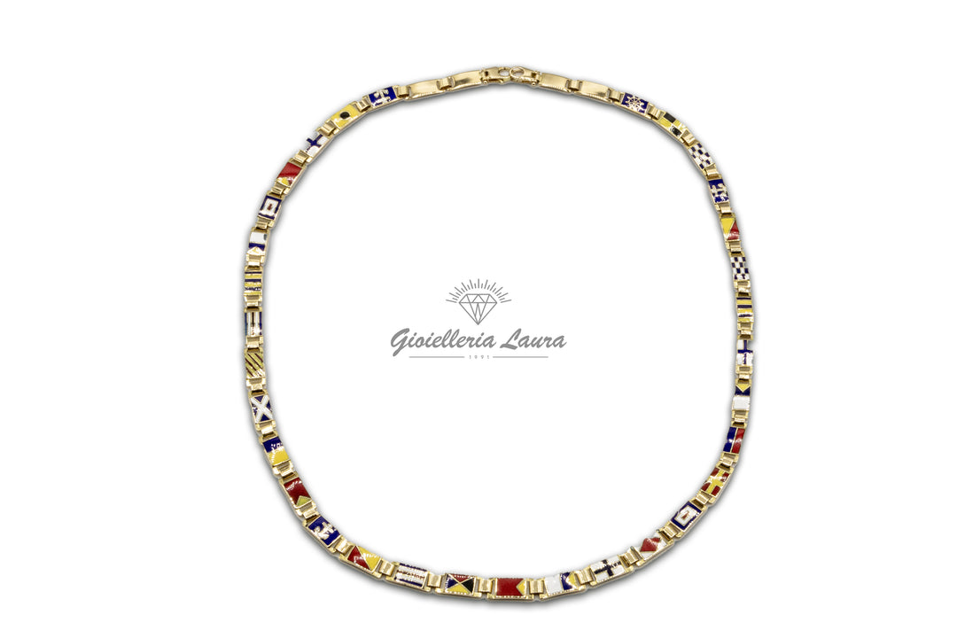 Girocollo in Oro 18 kt con Elementi Smaltati