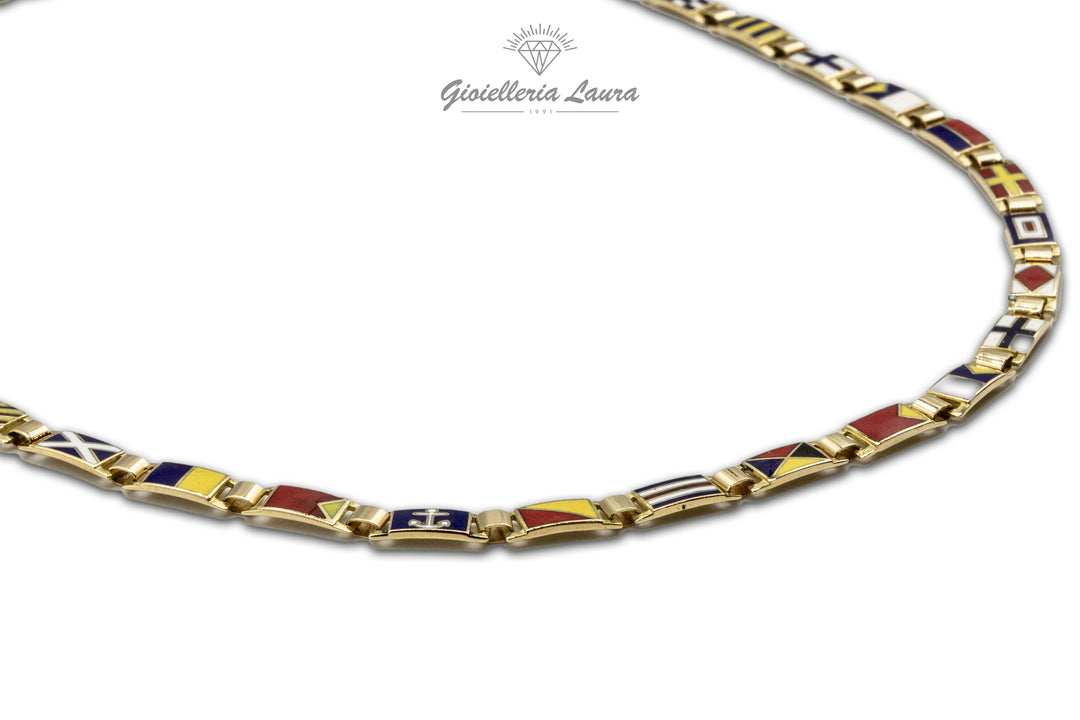 Girocollo in Oro 18 kt con Elementi Smaltati