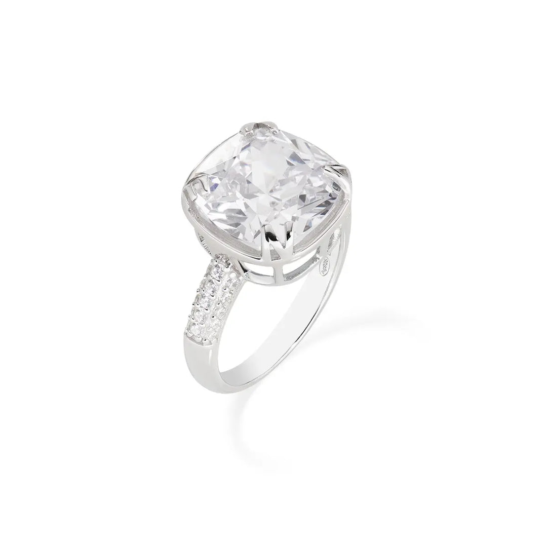 Anello Cocktail con Zirconi Bianchi