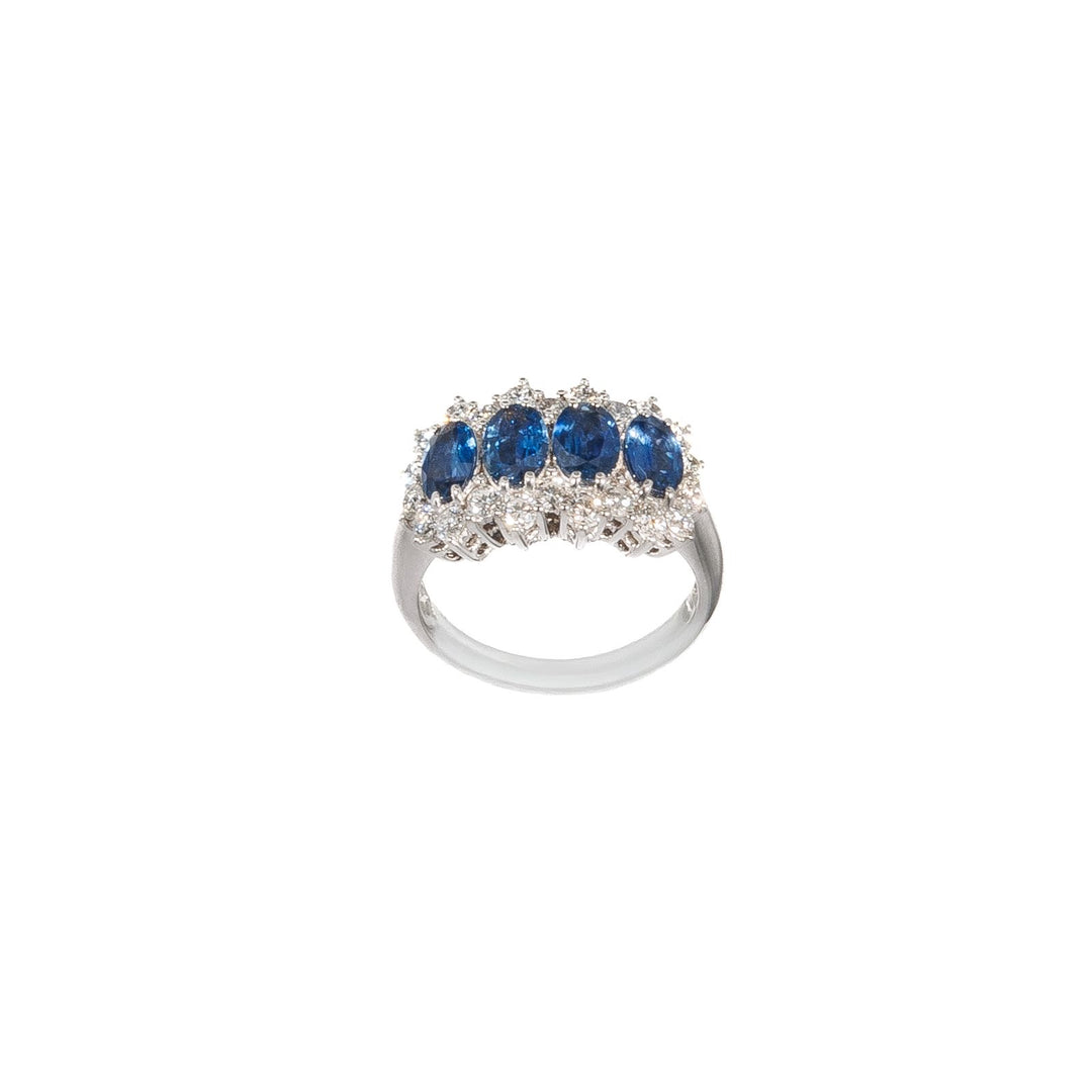 Anello con Zaffiri Blu e Diamanti Crivelli
