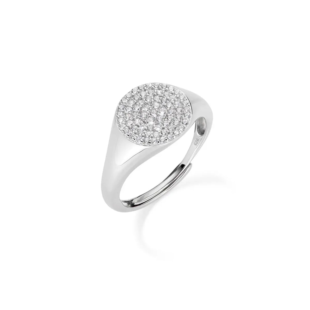 Anello Chevalier Regolabile con Zirconi Bianchi