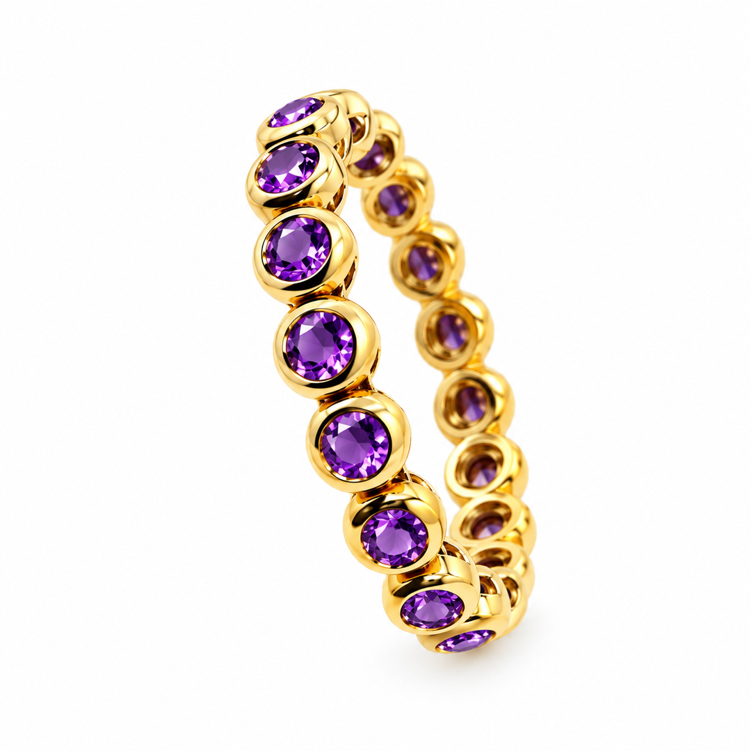 Anello Eternity con Ametista in Oro Giallo 18 kt