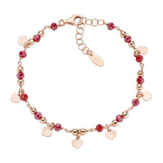 Bracciale Charm Elegance Rosè con Cristalli Rubino