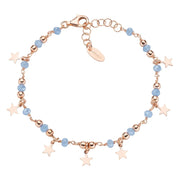 Bracciale Charm Elegance Rosè con Cristalli Azzurri