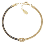 Bracciale Nodo d'Amore Dorato con Zirconi Bianchi