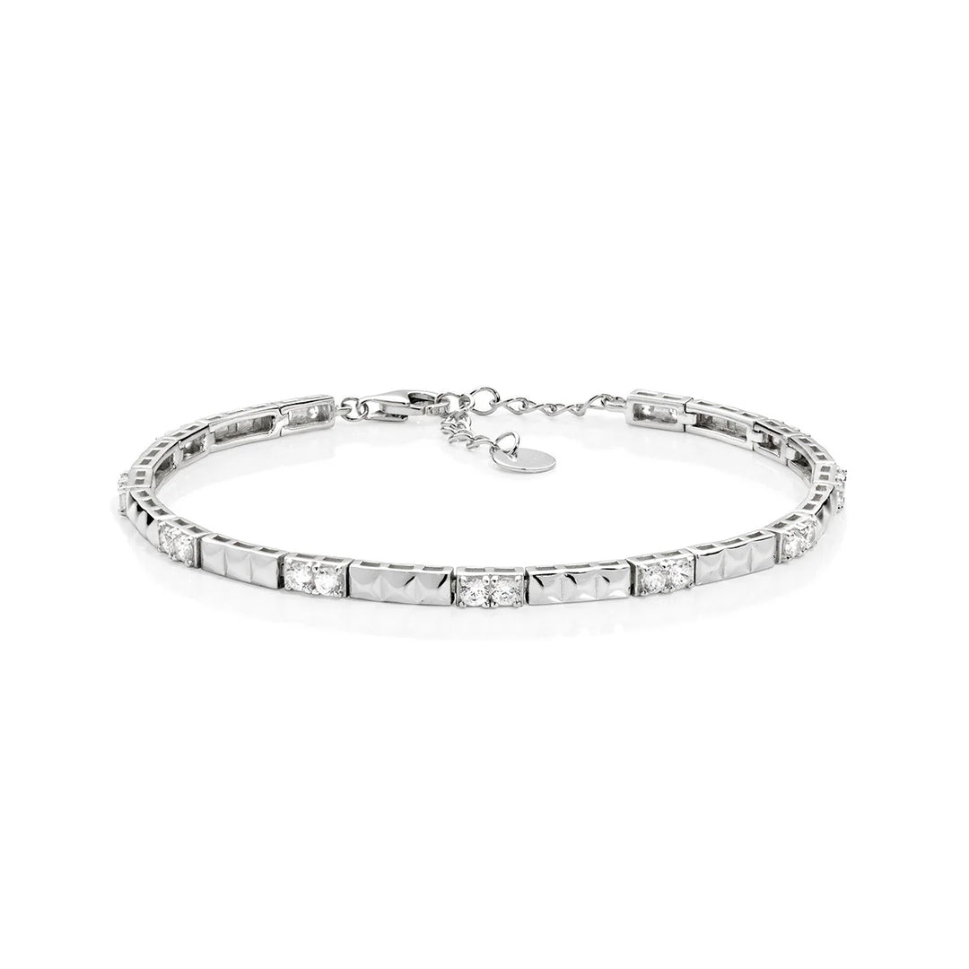 Bracciale con Zirconi e Dettagli Geometrici