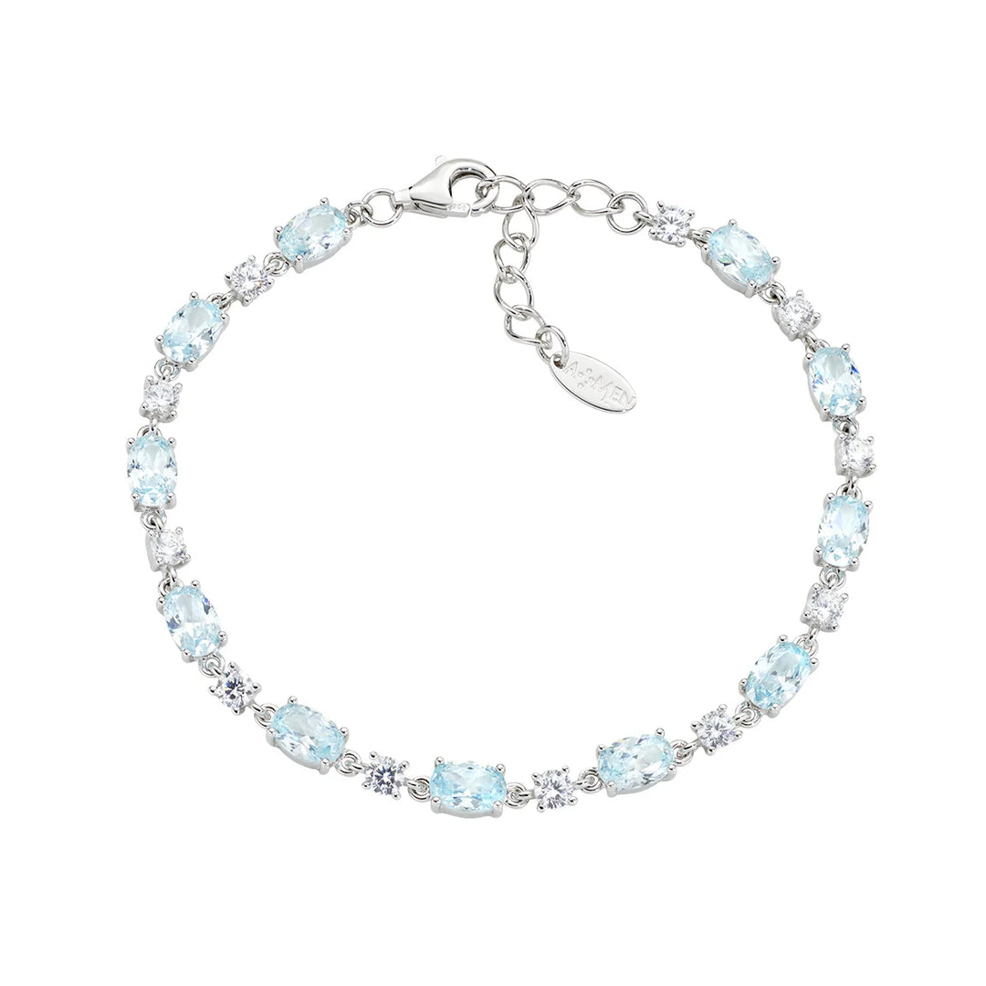 Bracciale Tennis con Zirconi Acquamarina Ovali