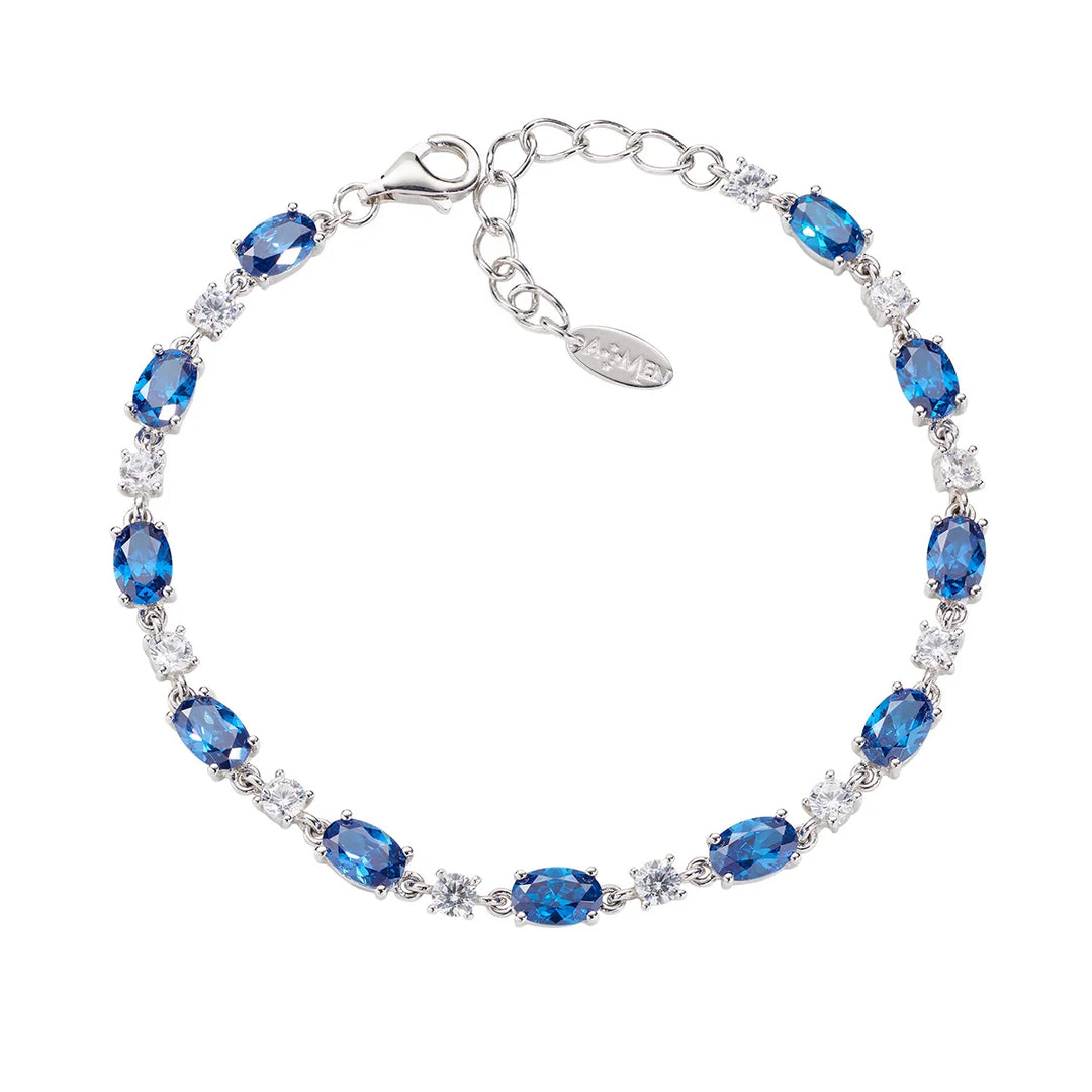 Bracciale Tennis con Zirconi Blu Ovali