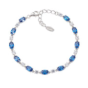 Bracciale Tennis con Zirconi Blu Ovali