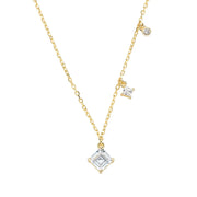 Collana Dorata con Tris di Zirconi Bianchi