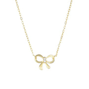 Collana Dorata Fiocco con Zirconi Bianchi