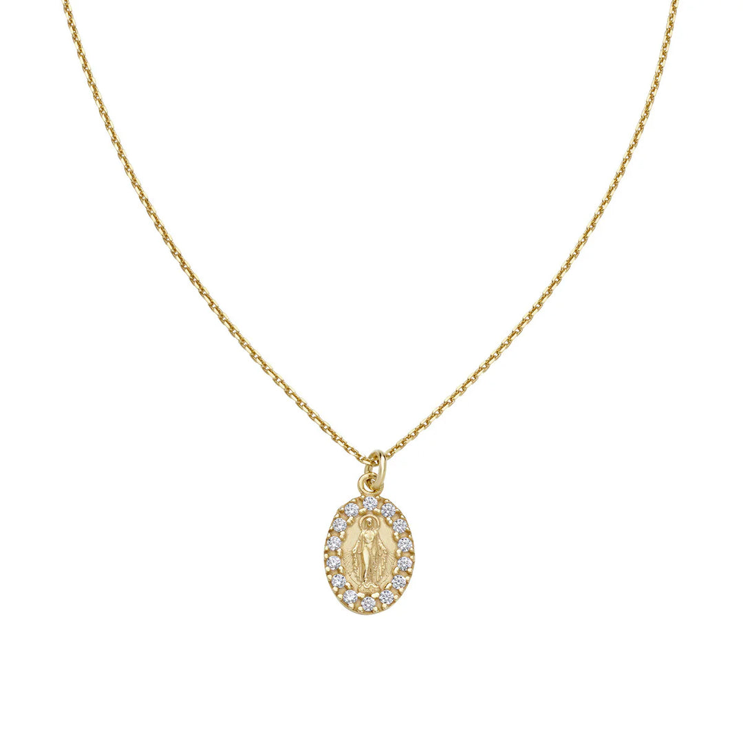 Collana Mini Madonna Miracolosa con Zirconi Dorata