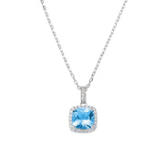 Collana Lady con Zircone Acquamarina Taglio Radiant