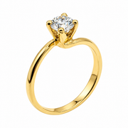 Anello Solitario in Oro Giallo e Zircone