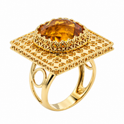 Anello Traforato In Oro Giallo e Quarzo Citrino