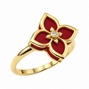 Anello a Fiore in Oro Giallo e Zircone