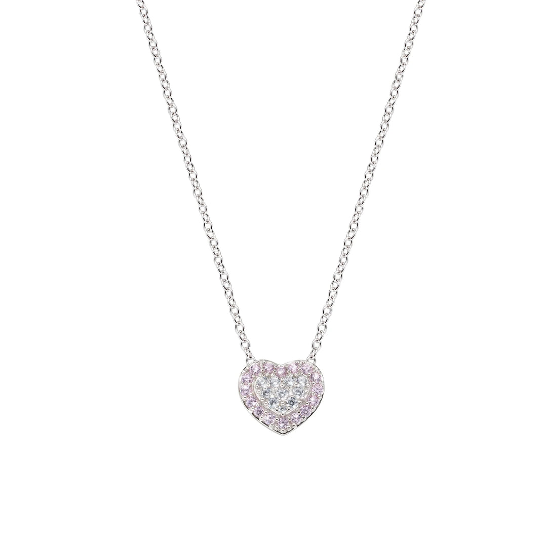 Collana Cuore Zirconi Bianchi e Rosa