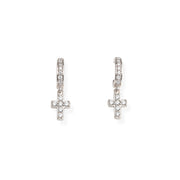 Orecchini Croce e Zirconi Bianchi