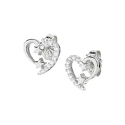Orecchini Cuore in Argento con Zirconi
