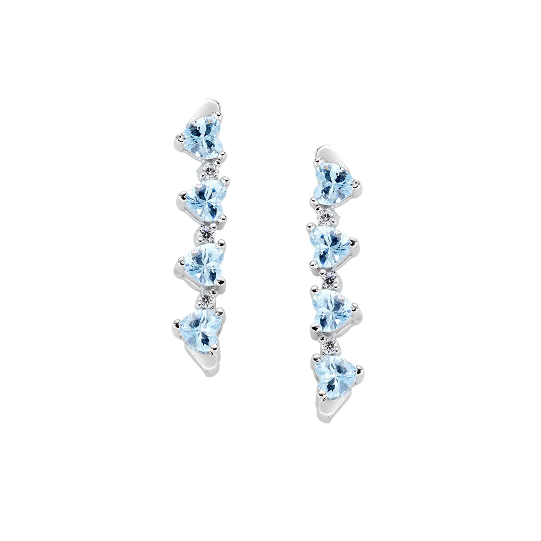 Orecchini Quadricuore Magnetico Acquamarina