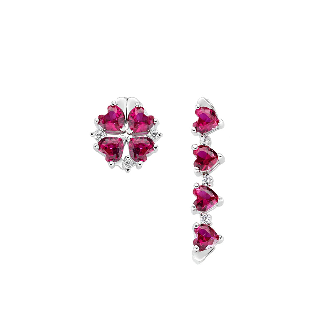 Orecchini Quadricuore Magnetico Rossi